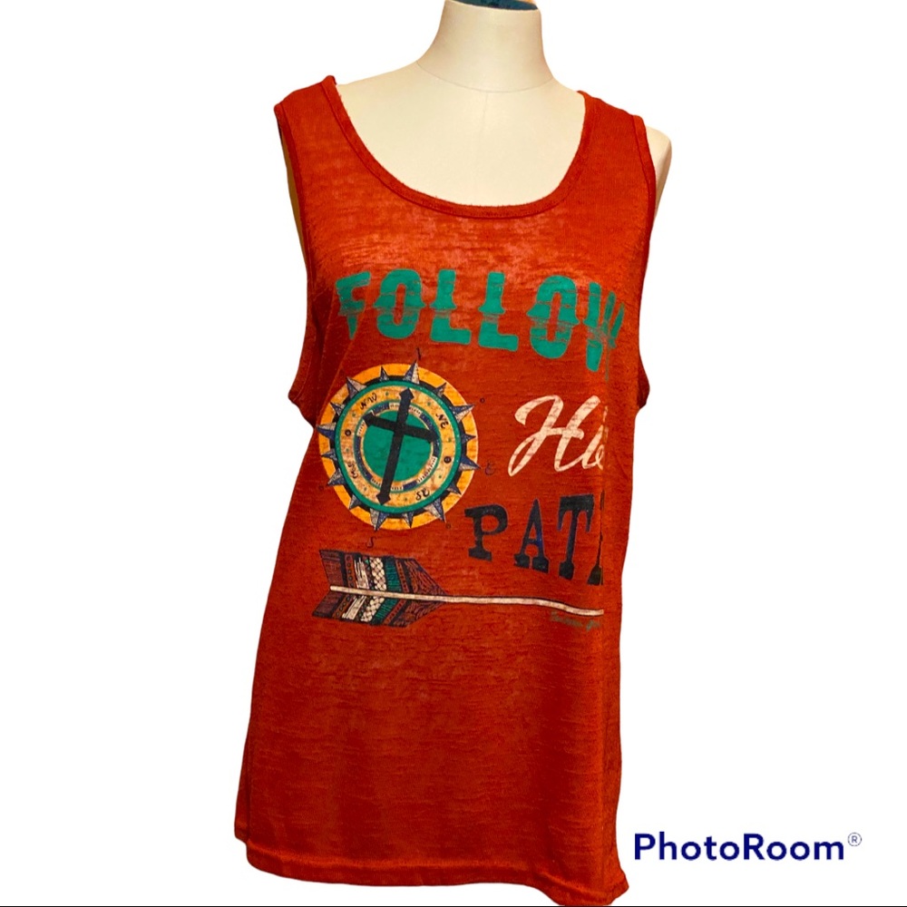 SOUTHERN GRACE burnt orange plus-size Follow His Path tank 2xl